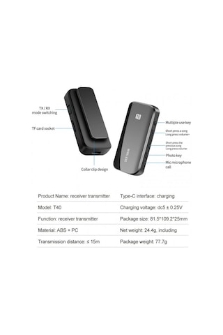 Aux Bluetooth 5.1 Şarjlı Audio Ses Alıcı-verici Receiver Transmitter
