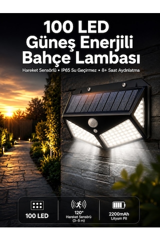 Solar Sensörlü Duvar Lambası Bahçe Lambası Parlak Beyaz Işık Suya Dayanıklı - Lisinya Çok Renkli