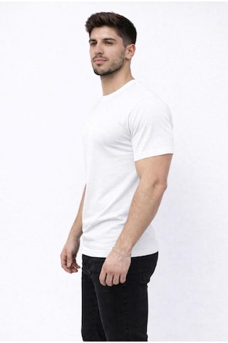 Axxel Erkek Beyaz Kısa Kollu Bisiklet Yaka T-shirt-d677 Beyaz