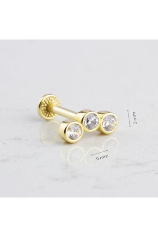 Glorria Altın Üç Taş Tragus Piercing 91491906