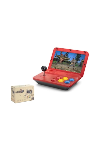 Nd753 A13 Retro Mini Oyun Konsolu 10.0" Katlanabilir Ekran Kırmızı