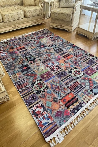 Motto Hali Dokuma Taban Yıkanabilir Kaymaz Taban Kilim Salon Halısı Mutfak Halısı Yolluk, Pwk-8019a-wstk-80x180 Çok Renkli