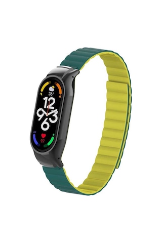 Xiaomi Mi Band 7 Uyumlu Krd-69 Nrtk Kordon-koyu Yeşil-sarı