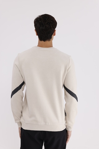 Rowinger Kol Şerit Detaylı Yuvarlak Yaka Göğüs Logolu Rahat Kalıp Mevsimlik Sweatshirt Beıge