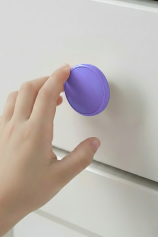 Mor Çocuk Odası Mobilya Kulbu - 55 MM - Abs Plastik Tekli Düğme Dolap ve Çekmece Kulpu Mor