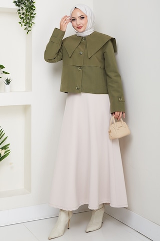 Pelerin Görünüm Astarlı Trenç 1625 - Haki Haki