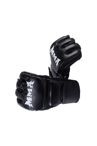 Boks Eldivenleri Yarım Parmak Açık Avuç İçi Grappling Müsabaka Yetişkin Unisex Siyah