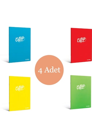 Çınar College A5 40 Yaprak Plastik Kapak Dikişli Defter 2 Çizgili+2 Kareli