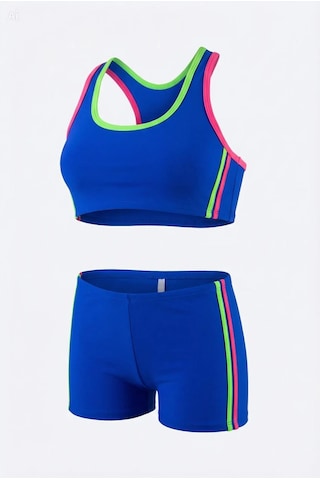Endeep Kız Çocuk Mavi-sarı Bustiyer Şortlu Yüzücü Mayo Bikini Takımı