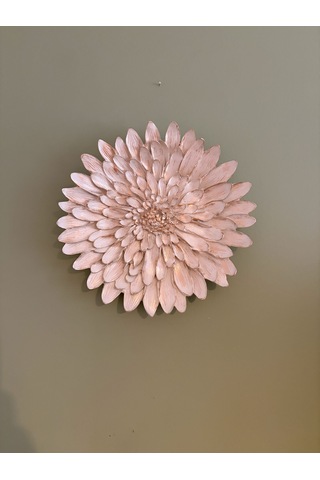 Çiçek Dekoratif Duvar Tabağı / Obje Krem & Eskitme Altın Yaldız 28 Cm
