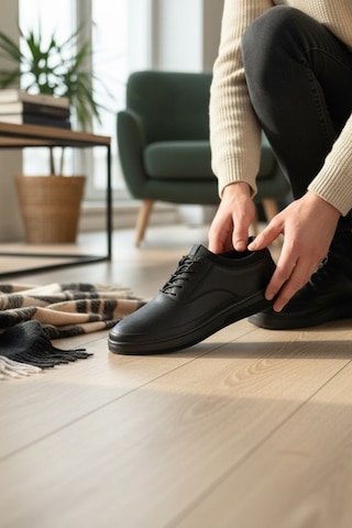 Enoch Hakiki Deri Burun Perfore Detaylı Erkek Sneaker Ayakkabı Ortopedik Taban Siyah