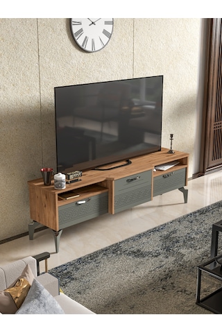 Tv Sehpası Tv Ünitesi Saraylı Beyaz Gold 5062 Çok Renkli