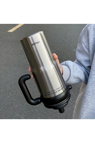 Brightnova 1pc Paslanmaz Çelik Termos Flowers 1.2l 760ml Sevimli Karikatür Tasarım Yeniden Kullanılabilir 07 Beyaz