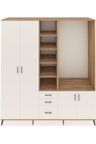 Kronos Dolap 13 Raflı 3 Çekmeceli 4 Kapaklı 220x59x243 Çam-aytaşı/aytaşı Aytası/aytası