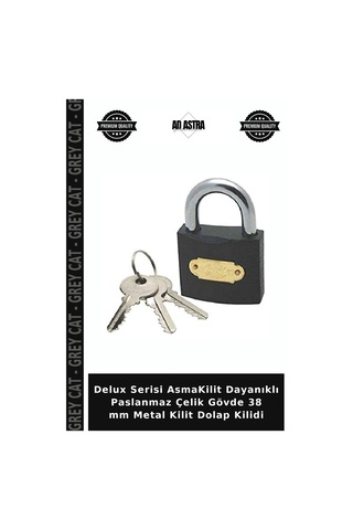 Delux Serisi Asmakilit Dayanıklı Paslanmaz Çelik Gövde 38 Mm Metal Kilit Dolap Kilidi