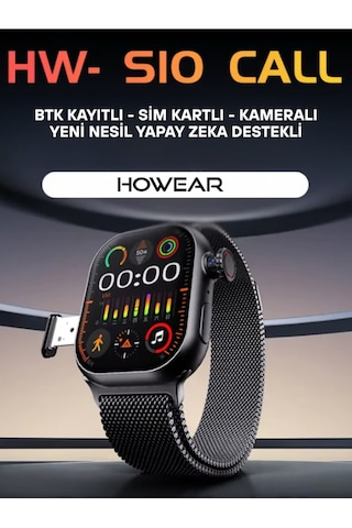 Wearfitpro Hw S10 Call Btk Sim Kartlı Kameralı Yapay Zeka Android Amoled Ekran Akıllı Saat