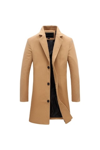 Erkekler İçin Orta Boy Yün Palto Haki