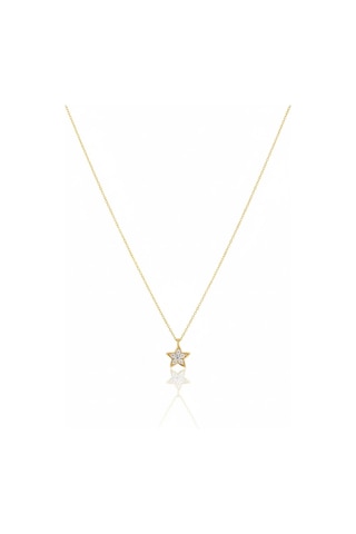 14 Ayar Altın Taşlı Minimal Yıldız Kolye 418 Gold
