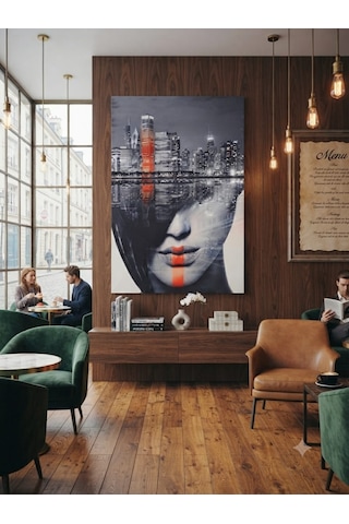 Modern Tablo 60x90 Cm Büyük Boy Kafe Ve Salon Hediyelik Duvar Aksesuarı Siyah