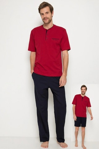 Pierre Cardin 5370 Pijama Şort 3 Lü Damat Çeyiz Seti - Bordo