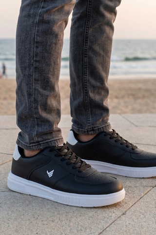 In Step Premium Serisi Siyah- Beyaz Taban Unısex Sneaker Günlük Spor Ayakkabı Siyah - Beyaz