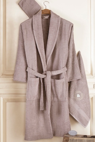 Güvenal Pamuxu 8 Parça Bornoz Seti Bornoz Takımı Çeyiz Seti 3 Kahverengi