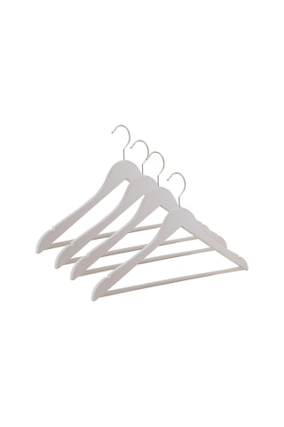 Nyn Ahşap Askı Şık Barlı Elbise Pantolon Askısı Beyaz Renk 4 Adet