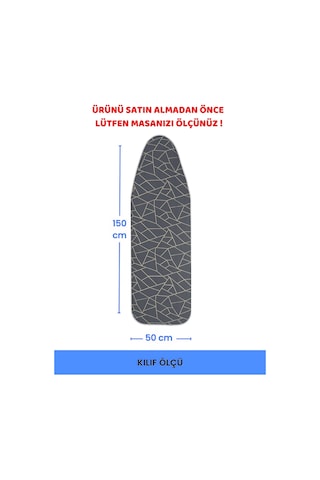 Magiclady Ütü Masası Kılıfı 150x50 Gri Geometrik