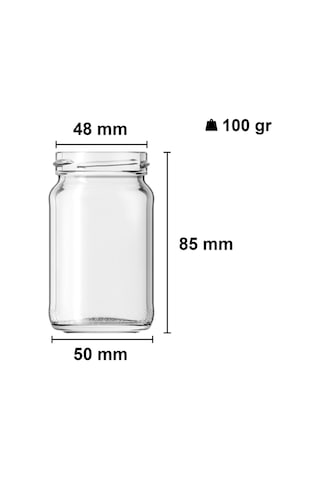 105 Ml Metal Siyah Kapaklı 105 Cc Şeffaf Kısa Cam Kavanoz 6 Adet