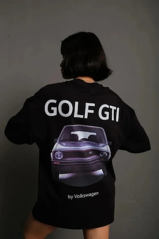 Butik İstanbul Oversize Baskılı Tişört Golf Gtı Retro Araba Desenli, Ön - Arka Dijital Baskı, Sokak Modası Stil - Siyah
