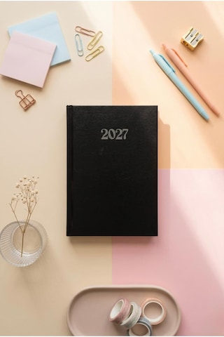 Lizy 2027 Günlük Planlayıcı Ajanda 14x20 Cm Ciltbezi Sert Kapak Siyah