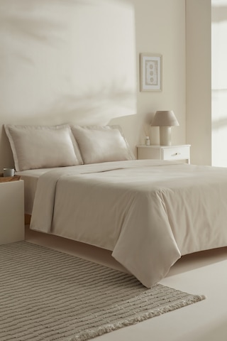 Karaca Home Jemma 120 Tel %100 Pamuk Saten Çift Kişilik Nevresim Takımı Bej Bej