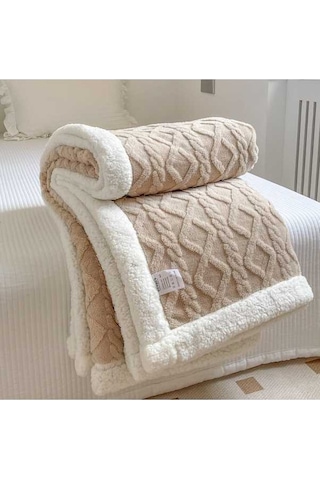 Flybuy Yumuşak Yeni Tek Renk Kuzu Kişilik Kalınlaştırılmış Kadife Hqgoodstore Haki Haki Ev Düz Çift Battaniye Basit 200cm 150 Ck Haki