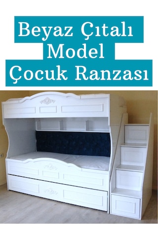 Çocuk Ranzası Beyaz - Çıtalı Model