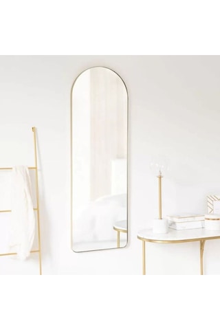 Dekoratif Ayna, Mdf Oval Kesim Boy Ayna, Duvar Aynası 165 X 45 Cm 166 X 50 Gold