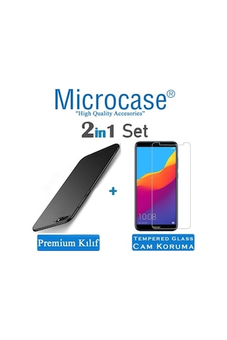 Microcase Huawei Y6 2018 Premium Matte Silikon Kilif + Cam Koruma 297274669 - Seçenek / Renk-Cam Koruma-Kirmizi-Tempered Glass Istemiyorum