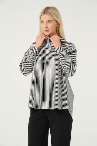 Basic Oversize Çizgili Gömlek Hipnotize Çok Renkli