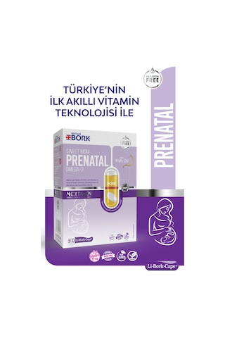 Prenatal 30 Likit Kapsül Parafinsiz Hamilelik Dönemi Omega3 Biotin İyot Methyl Folat İçeren Vitamin