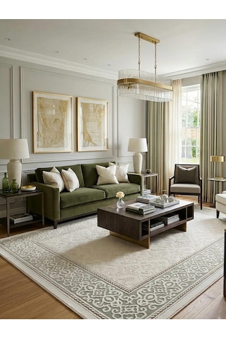 Nazar Halı Yıldız 200 X 290 Salon Halısı Krem - Yeşil