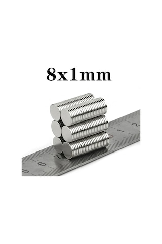 30 Adet 8x1mm Yuvarlak Neodyum Mıknatıs Magnet, Buzdolabı Magneti Mıknatısı