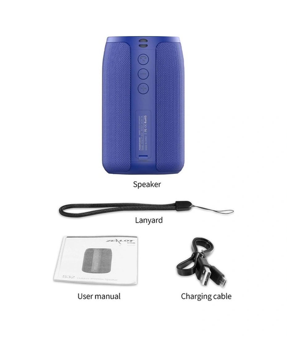 Fortunelane S32 Mavi Bluetooth Hoparlör: Tws Eşleştirme, Gürültü Engelleme, Su Geçirmez, 5w Stereo Bass, Dış Mekan Uygun