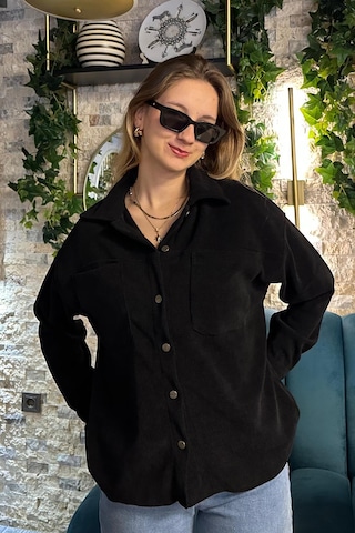 Madmext Siyah Cep Detaylı Kadın Gömlek Mg2241 Siyah