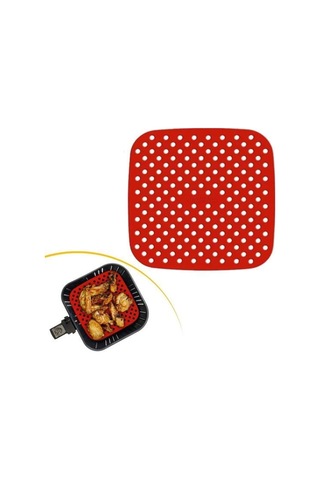 Renkli Isıya Dayanıklı Yıkanılabilir Silikon Fırın Ve Airfryer Kare Pişirme Matı, 21,5 Cm