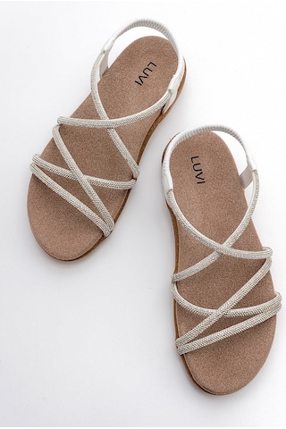 Luvishoes Ever Beyaz Taşlı Kadın Sandalet Beyaz