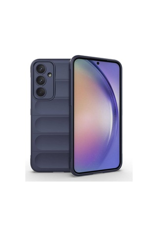 Galaxy A35 Kılıf Esnek Tpu Oyuklu Arka Yüzey Tasarımlı Zore Etnik Silikon Kapak Lacivert