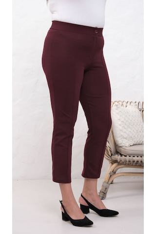 Paw Garage Likralı Bordo Büyük Beden Dar Paça Pantolon, 4 Mevsim, Vücudu Toplayan Pantolon Bordo