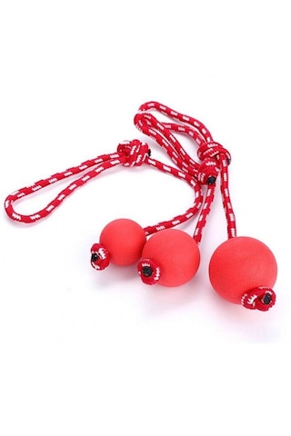 Nunbell Kauçuk Toplu Kordon Halatlı Köpek Oyuncağı 33 Cm Top 4 Cm
