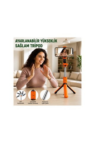 Concord 3'ü 1 Arada Bluetooth Selfie Çubuğu Tripod Kumandalı Telefon Tutucu Monopod 360 Döner
