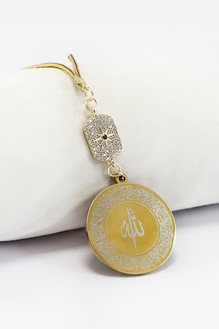 Zirkon Kuzey Yıldızı Gold Renkli 316l Çelik Ayetel Kürsi Felak Na