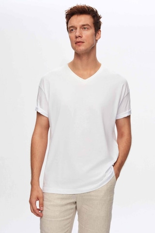 D's Damat Ds Damat Beyaz V Yaka %100 Pamuk T-shirt 4HC141996755M Beyaz